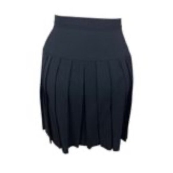 Vintage Gruppo Americano Black Pleated Wool Skirt W/Button Details Size 4 - Picture 3 of 6
